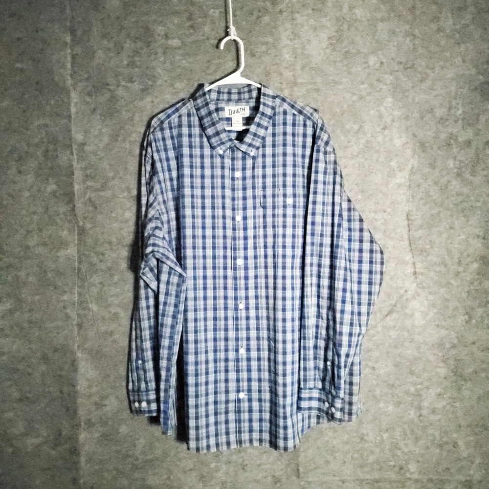 Duluth Trading Co Mens 2XL Plaid Long Sleeve Relaxed Fit Button Down Shirt